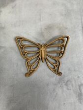 Vintage Butterfly Homco Faux Wood Wicker Wall Decor Plaque picture