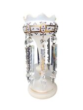 Vintage French Opline Glass Mantle Luster Candle Holder~Hanging Crystal Prisms picture
