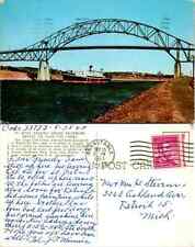 Vintage Postcard - 1960 Boat Passing Under Sagamore Bridge Cape Cod Canal MA picture