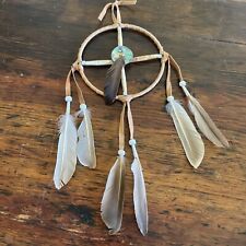HANDMADE NATIVE AMERICAN LEATHER ANTLER FEATHER DREAM CATCHER picture