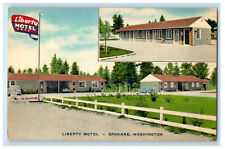 c1930s Liberty Motel, North 6801 Division St. Spokane Washington WA Postcard picture