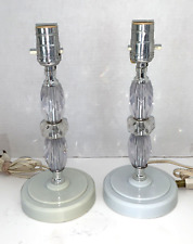 Pair Vintage Lucite Lamp Acrylic Clear Accent Hollywood Regency MCM Retro picture