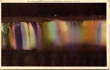 Horseshoe Falls Illuminated Niagara Canada WB Postcard PM Niagara Falls Ontario picture