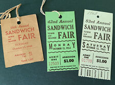 3 Original Sandwich Fair Tickets 1948 1952 1963 New Hampshire Original Columbus picture