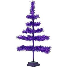 28in Tall Vintage Purple Tinsel Christmas Tree, Wood Stand Included picture