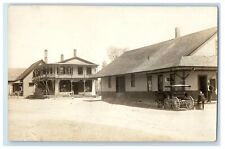 c1910 Post Office Train Station Depot Horse Buggy RPPC Photo Postcard picture