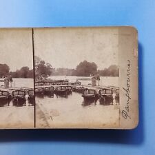 Pangbourne Stereoview 3D C1870 Real Photo Punt Station Rowing Thames Berkshire picture