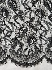 FOR MAUI -New Vintage Black Chantilly Lace Fabric, Single Scallop, 1.5 Yds x 56” picture