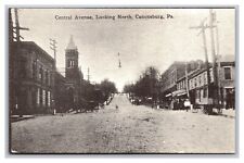 Canonsburg PA Central Avenue Looking North Black and White Linen Postcard picture