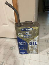 VINTAGE OIL CAN 2 1/2 GALLON CAN W/ SPOUT ALLSTATE MOTOR OIL CAN SEARS & ROEBUCK picture