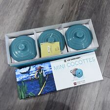 Limited Edition Le Creuset Gullah Blue Mini Cocottes Set of 3-NEW picture