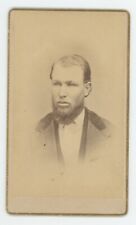 Antique CDV Circa 1870s Handsome Large Man With Chin Beard in Suit Visalia, CA picture