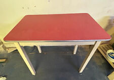 VINTAGE RETRO MID CENTURY FORMICA DINING KITCHEN TABLE RED MELAMINE WOODEN WOOD picture