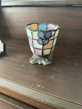 PartyLite Hydrangea Tiffany Style Stained Glass Tea Light Votive Candle Holder picture