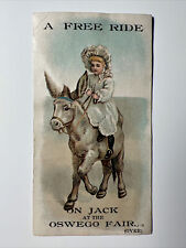 c1880s OSWEGO New York RIDE TICKET on JACK the Spanish DONKEY for Little Girls picture
