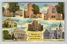 Rochester MN-Minnesota, Montage Of Images Of Churches Vintage Souvenir Postcard picture