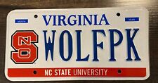 Virginia Personalized Vanity License Plate Tag Sign  Collegiate NC State WOLFPK picture
