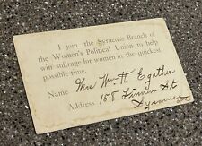 Antique Women’s Suffrage Card Ephemera Syracuse NY Women’s Political Union Vote picture