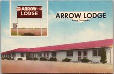 Vintage 1950s ALMA, Nebraska Postcard ARROW LODGE Highway 183 Roadside / LINEN picture