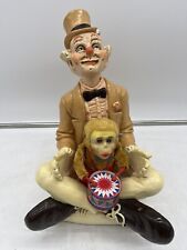 Vintage 1982 Judys Pastime Circus Carnival Clown Statue +Monkey play drum works picture