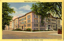 Lawrence,MA High School Essex County Massachusetts Louis Pearl Linen Postcard picture