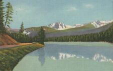 Linen Postcard Sylvan Lake Sylvan Pass Yellowstone WY Mirror Reflection Teton Co picture