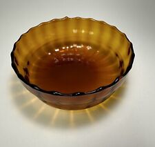 Vintage Amber Scalloped Art Glass MCM Dish Ashtray picture