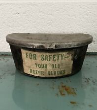 Vintage Galvanized Medal For Safety - Your Old Razor Blades - Industrial Box R picture