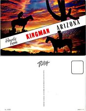 Arizona Kingman Cactus Beautiful Pink Blue Sky Cowboy Horse Vintage Postcard picture