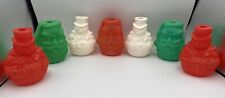 Rare Vtg Santa & Snowman Blow Mold Holiday Parti-Lites Light String Cover Lamps picture