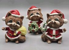VTG Homco Christmas Santa Raccoons Set of 3 Porcelain Figurines #5611 - Taiwan  picture