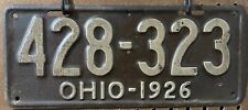 1926 Ohio License Plate Tag 100% All Original Paint # 428323 6x14 DMV Clear OH picture