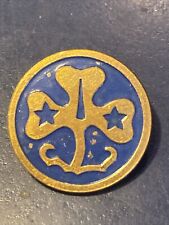 Vintage 1960's Girl Scout Blue & Goldtone World Trefoil Pin Clover & Stars picture