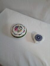 Pair of Vintage Limoges France Trinket Boxes one round one heart shaped  picture