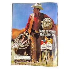 Marlboro Cigarettes Vintage 80s Print Ad 1983 Retro Smoking Man Cowboy Western picture
