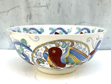 Large vintage Chinese porcelain hand painted bowl birds and berries picture