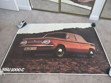 Vtg Giant NSU 1000 C DEALER SHOW ROOM POSTER NSU 47”X 33” The LEAPING CAR Unused picture