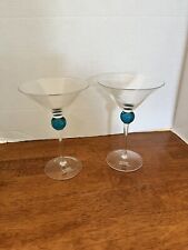 BOMBAY /SAPPHIRE GIN /COLLECTORS EDITION /BLUE STEM MARTINI GLASSES SET OF 2 picture