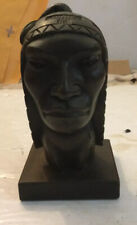 VINTAGE HEAD OF NATIVE CARVED IN WOOD ,LOBOS 5” picture