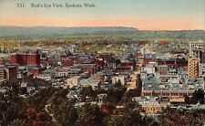 Spokane WA Washington Downtown 1930s Aerial View Main Street Vtg Postcard Q8 picture