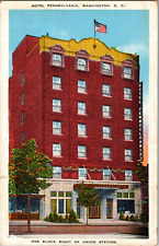 Vtg Postcard, Hotel Pennsylvania, Washington D.C. Postmarked 1937 picture