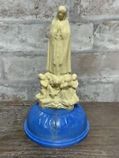 Vintage Madonna Rosary Blue & Cream Plastic Box For Rosary Or Trinket Storage. picture