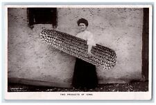 c1910's Woman With Big Corn Two Products Of Iowa RPPC Photo Antique Postcard picture