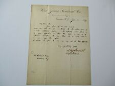 PERRY BELMONT LETTER DOCUMENT SIGNED ANTIQUE NEW JERSEY RAILROAD CO 1879 CAMDEN picture