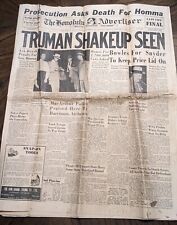 Vintage 1946 Newspaper Honolulu Advertiser Paper, Truman Shakeup Seen picture