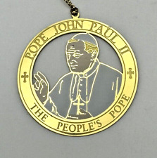 Vintage Pope John Paul II Memorial Brass Gold Christmas Ornament 2.5