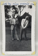 Vtg 1950s Found Photo Old Men Being Silly 1953 picture