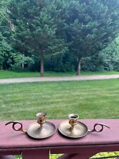 Vtg Solid Brass Georgian Colonial Style Cottage Candlestick Candle Holders set 2 picture