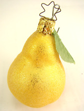 Glass Christmas Ornament:  Inge glas of Germany LEAFY GOLDEN PEAR Just PERFECT picture