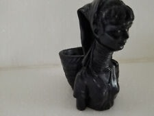 Vintage Ethnic Ring Neck Woman Figure With Basket Plant/Trinket/Candle Holder picture
